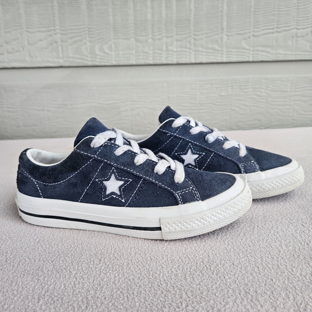 Converse One Star OX Suede Leather Sneakers Youth SZ 1.5 Low Top Tie Blue